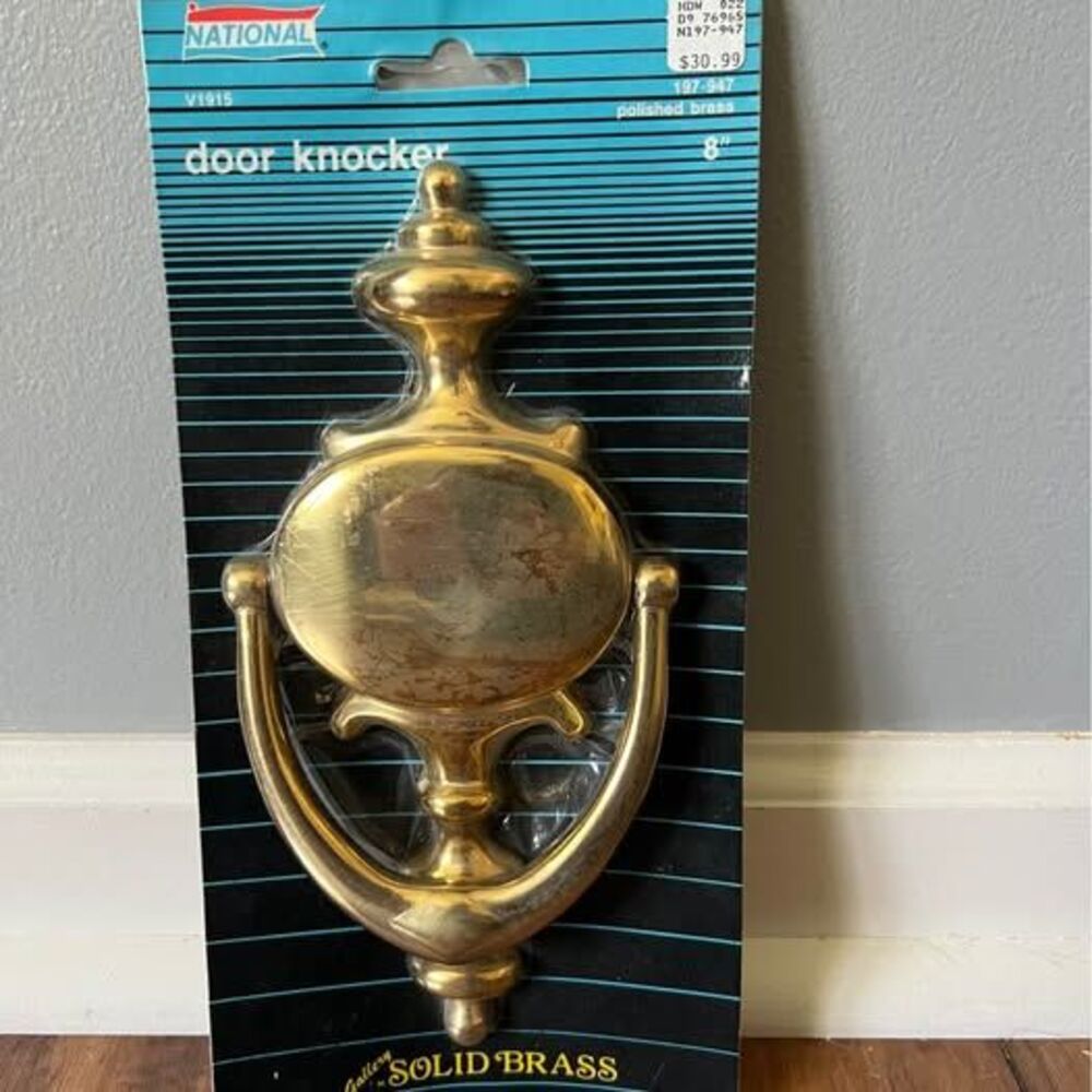1989 Sears Solid Vintage Polished Brass Door Knocker New Old Stock